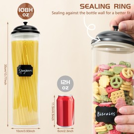 DUNTON Airtight Food Storage Containers with Lids, Acylic Pasta Storage Containers,Kitchen Organizer for Spaghetti,Noodles,Linguini,Cereal,Coffee Beans