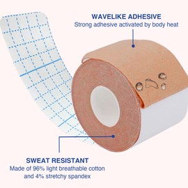 Wonababi Binging Tape, 1 Rolls, Boob Tape Adhesive Binding for Sensitive Skin,Transitioning Breathable Body Shaping Breast Lift,3inch x 16.4ft Each