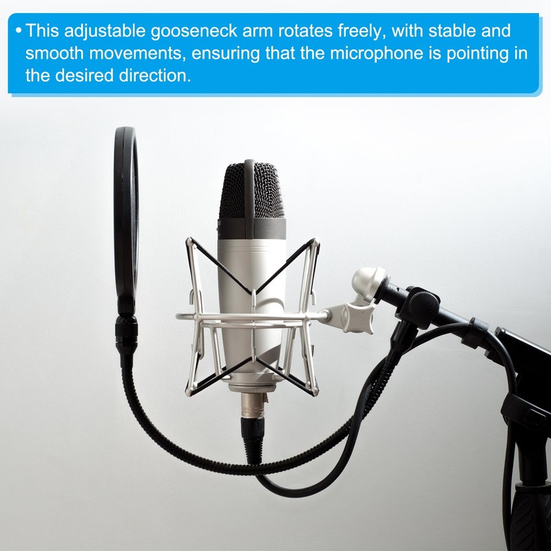 PATIKIL 13 Inch Microphone Gooseneck, 5/8-27 Thread Metal Universal Hose,