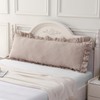 Silnuo Taupe/White Plaid Ruffled Body Pillow Cover Washed Cotton Farmhouse