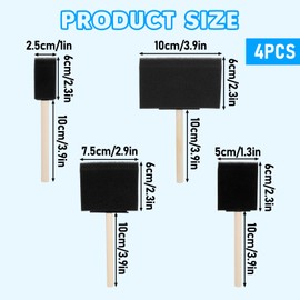 Set of 4 Sponge Brushes, Foam Brush, Painting Utensils Set, Wooden Handle, Dabbing Brush, Sponge Brush, Colour Sponge Brush, Paint Applicator, Painting Sponge Stamp, Painting Accessories for DIY Craft