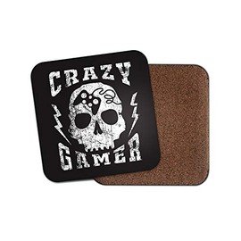 1 x DestinationVinyl Crazy Gamer Coaster - Teenager Boys Gaming Computer Office Mens #19079