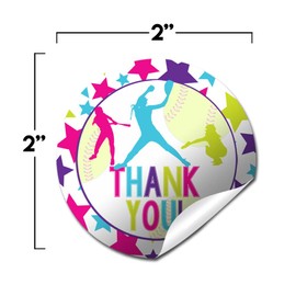 Batter Up Softball Themed Birthday Party Sticker Labels, 40 2" Party Circle Stickers by Amanda Creation, Great for Party Favors, Envelope Seals & Goodie Bags