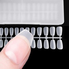 GLASS FROG Nail Tip, No Sanding, Ultra Thin, Translucent, Matte Nails, 300 Sheets (3. Ballerina Medium)