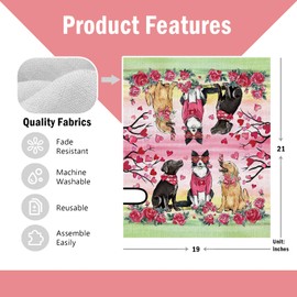 FBCOO Valentine's Day Pink Mailbox Cover Magnetic Standard Size 21"x19", Golden Retriever Dog Love Tree Decorative Post Letter Box Wrap Decor, Rose Anniversary Wedding Garden Yard Outdoor Decoration