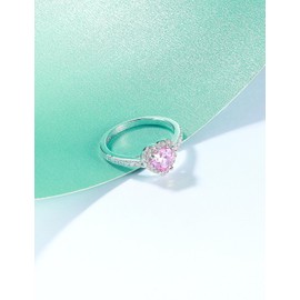 Cijisx 925 Sterling Silver Heart Ring Engagement Ring for Women 1 CT Heart Cut Gemstone Birthstone Promise Ring for Her Colored Cubic Zirconia Ring Size 10.5