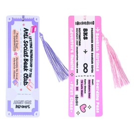 2PC Cute Bookmarks for Women with Tassel | Funny Fun Nice Decorative Cool Book Mark Set Best for Reading Essentials Anti Social Book Club Booklish Airlines Gifts for Book Lovers Teacher Students