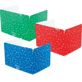 Really Good Stuff Standard Privacy Shields for Student Desks ? Set of 12 - Matte - Study Carrel Reduces Distractions - Keep Eyes From Wandering During Tests , Red With School Supplies Pattern