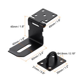 PATIKIL 4 Inch Door Locks Hasp Latch, 90 Degree Right Angle Stainless Steel Hinge Lock Padlock Clasp Hasp Lock Latch with Screws, Black