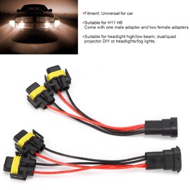 Aramox H11/H8 PVC 2‑Way Splitter Wiring Harness Headlamp Splitter Harness, Male to Female for Fog Lamp Headlight High Low Beam Dual Quad Projector