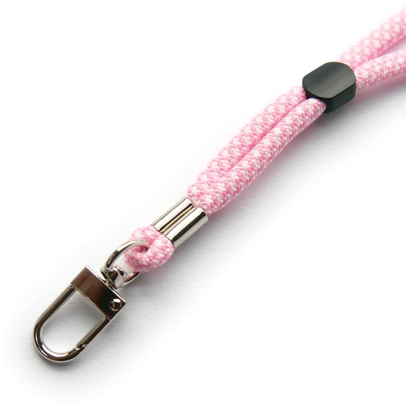 trage.band® Long Adjustable Lanyard Neck Strap with Carabiner Hook, White/Pink