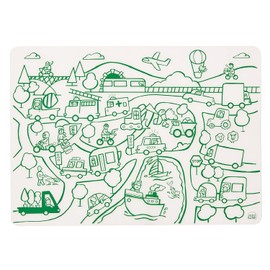 Modern-Twist 10 x 14 Reusable Coloring Doodle Mat, 100% Food-Grade Silicone, Transportation Pattern, Pack of 1