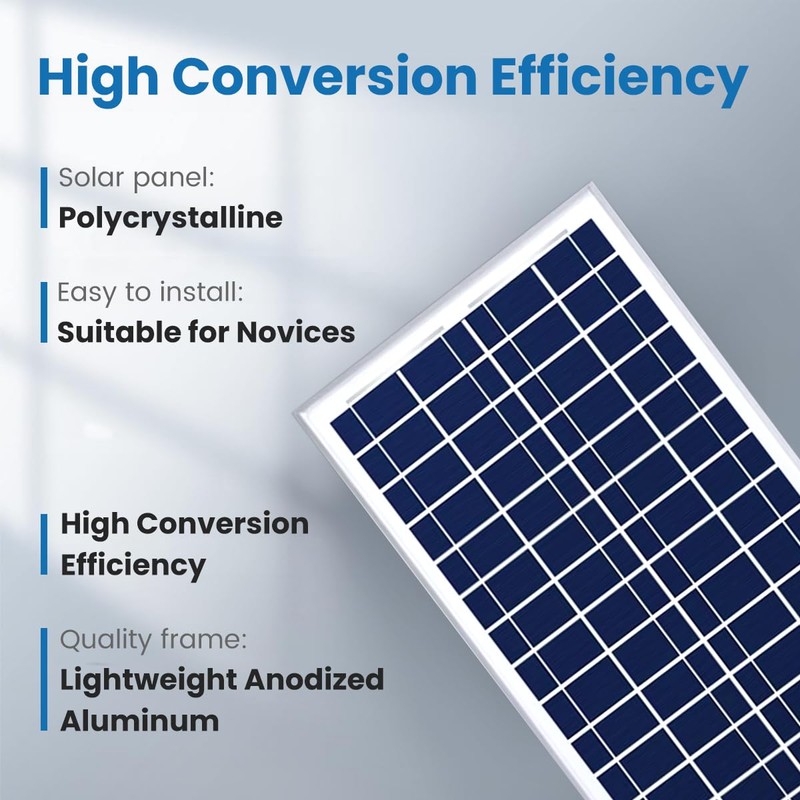 ACOPOWER 35W 5A 12V Solar Charge Kit, 35Watts Polycrystalline Solar