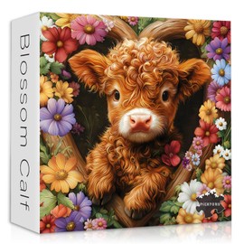 Highland Cow Puzzles for Adults 1000 Pieces, PICKFORU Blossom Calf Puzzle, Flower Garden Cute Cow Floral Themed, Heart Animal Plant Nature Puzzles for Adults