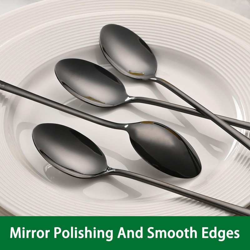 7.5 Inches Black Coffee Stirring Spoons Set,Set Of 8 Stanless
