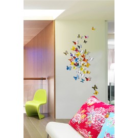 DecoBay 6 Colors 3D Butterfly Removable Mural Stickers Wall Stickers Decal for Home and Room Decoration, 72 Pieces Refrigerator Magnet, Card Making Stickers (38 Pcs Craft Butterflies)