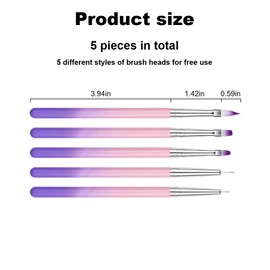 YOYEAH 5-Piece Nail Brush Set - Professional Gel and Acrylic Brush for Nails - Gel Brush for Nail Modelling - Acrylic Brush Nails - Nail Brush Set for Gel Nails