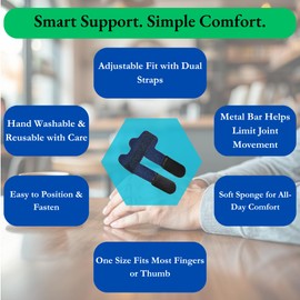 Bargain Wells Adjustable Finger Splint – Blue Sponge with Metal Support Bar – 2 Adjustable Straps – One Size – Limits Finger or Thumb Joint Movement – Soft & Secure Brace