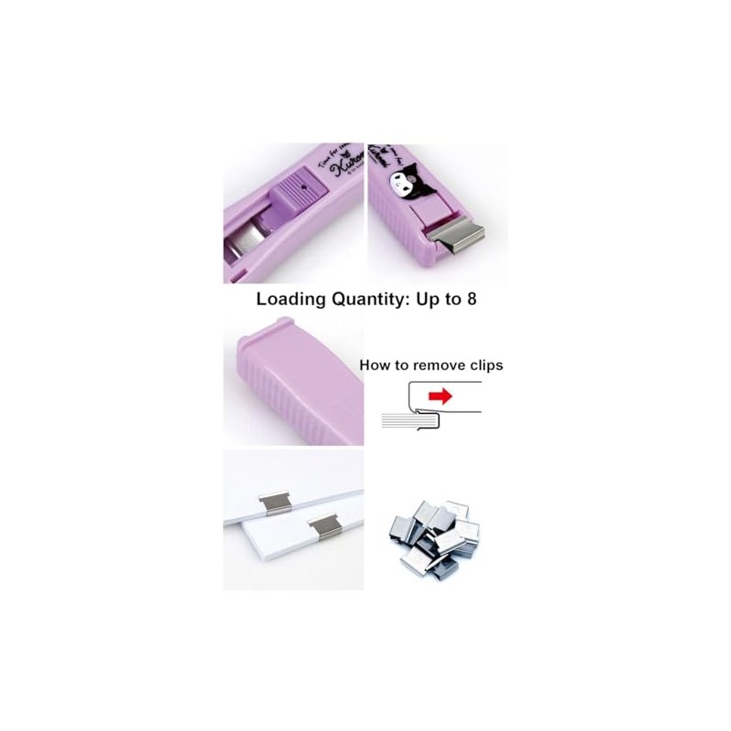 LENITH Clamp Clip Dispenser Stapler Cute Animal Faced Reusable Kuromi