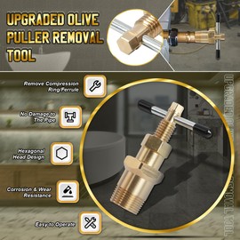 Upgraded Compression Ring Removal Tool Not Damage Copper Pipes/Brass Nuts Ferrule Puller for NPT 1/2” 3/4” Pipe Olive Puller Removal Tool Anti-Rust Ferrule Removal Tool Compression Sleeve Puller