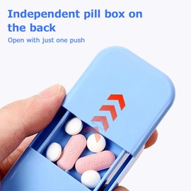 Pill Cutter for Small Pills, Small Precision Pill Tablet Splitter 2 in 1 Portable Storage Elderly Pill Dispenser for Child, Dog, Cat, Travel, Cut in Half Quarter