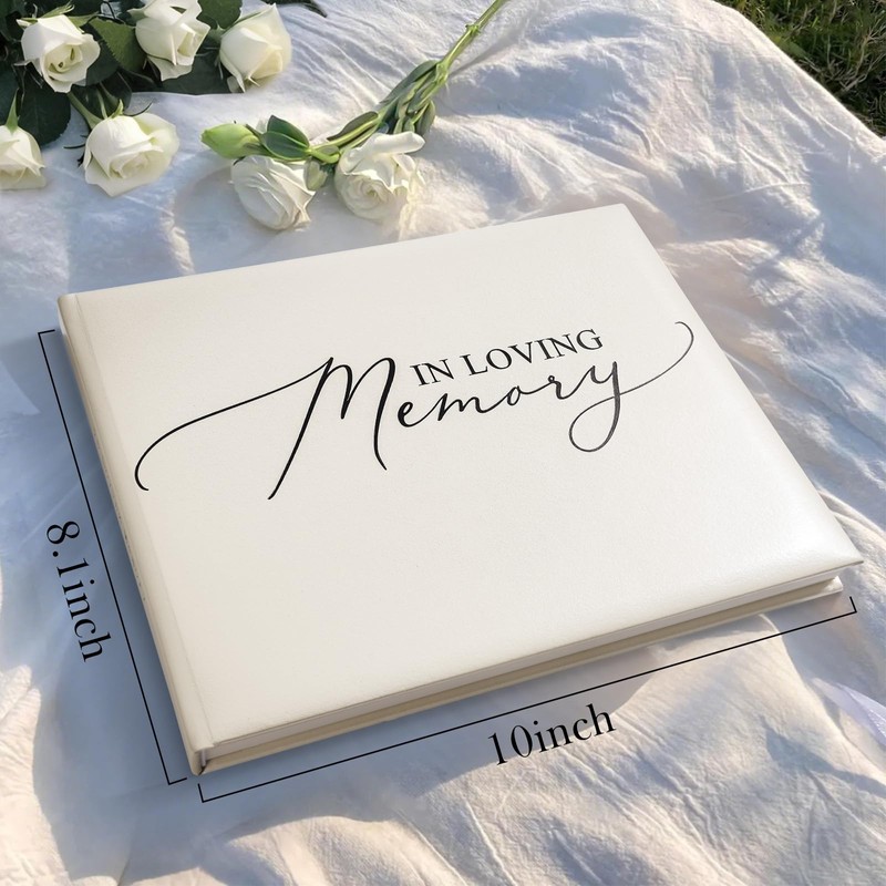 Funeral Guest Book for Celebration of Life Leather Memoria, Elegant