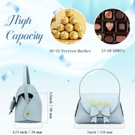 10 pack Light Blue Leather Treat Boxes Bulk Reusable Candy Gift Boxes Small Size Goodies Bag Birthday Party Favor Bag with handle For Wedding Baby Shower Christmas Party Decoration