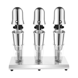 3 Heads Milkshake Mixer, 110V Electric Milkshake Maker Machine, Stainless Steel Milk Shake Machine with PC Cup, Milk Frother Mixer for Milkshake, Milk Foam, 18000RPM