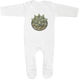Azeeda 6-12 Month 'Zebra Haworthia Succulent' Baby Romper Jumpsuit/Sleep Suit (SS00100031)