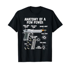 Anatomy of a Pew Pewer Funny Pistols 9 mm Sports Shooters T-Shirt, black