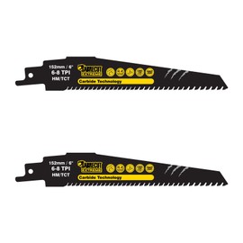 2 x SabreCut SCRS956XHM_2 Tungsten Carbide 5 63/64" (152mm) Variable 6-8 TPI S956XHM Very Fast Wood and Plastic Cutting Reciprocating Sabre Saw Blades Compatible with Bosch Dewalt Makita and Others