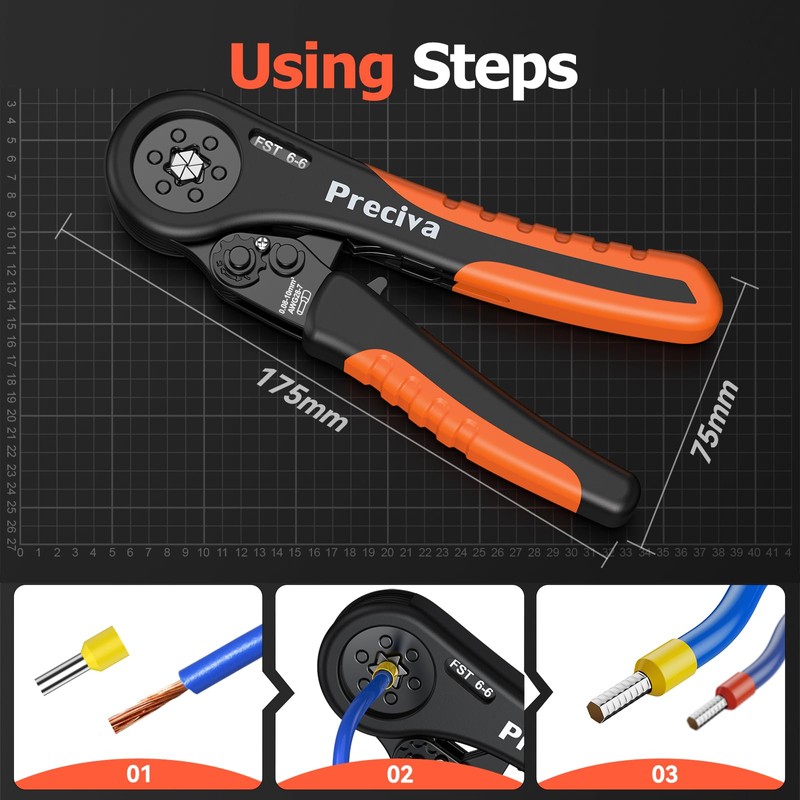 Crimping Pliers Wire End Ferrules, Preciva Hexagonal Crimping Pliers 0.08-10