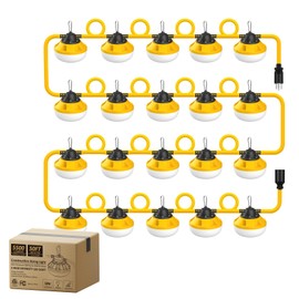 Guntsous 200FT LED Construction String Lights, 200W 22000LM,20 Sockets, Linkable Up to 16 Sets,Temporary Work Light for Job Site Workshop