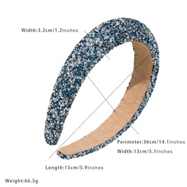 scicent Head Bands Adult Women Rhinestone Wide Headband Bling Crystal Blue Hair Bands for Girls Non-Slip Wide Hairband Cute Hair Hoop Fashionable Bling Prom Hair Accessories - 25417