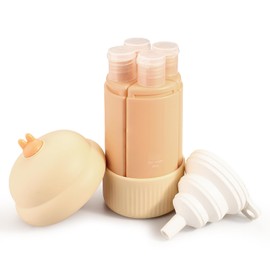 LELE LIFE 4 in 1 Travel Bottles for Toiletries, 2oz Travel Size Containers, Leak Proof Refillable Travel Toiletry Bottles for Shampoo Conditioner Lotion Body Wash with Funnel (Orange)