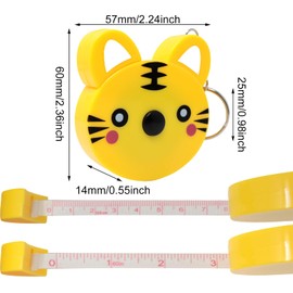 Honbay 4PCS Plastic Retractable Measure Tapes Cartoon Animal Body Measuring Tapes with Keyring for Cloth Body Tailor Sewing Craft Measuring Tools (4 Style)