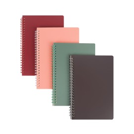 JINQIPAI 4 Pack A5 Hardcover Notebooks, College Ruled 160 Pages (80 Sheets), 5.7x8.3 Inch Spiral Journals with Metal Binding, Lined Writing Pads for Office, School & Gift Sets