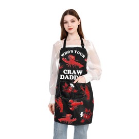 BDPWSS Crawfish Apron With Pockets Crawfish Lover Gift Crawfish Boil Lobster Gift Who's Your Crawdaddy Crawfish Themed Gift (Your Crawdaddy APCA)