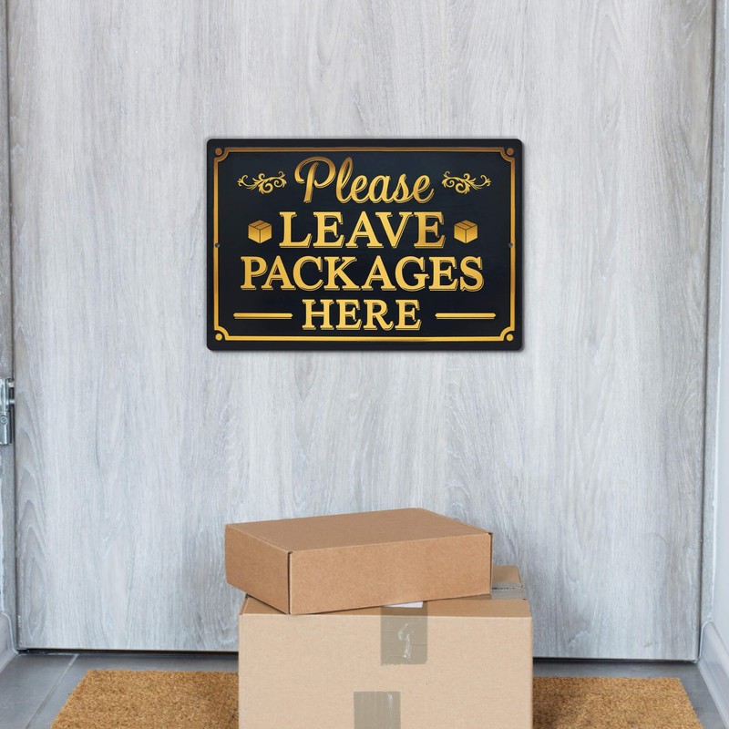 Putuo Decor Please Leave Packages Here Metal Signs Package Signs