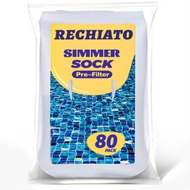 RECHIATO 80 Pack Pool Skimmer Socks for Pool Filters, Filters Baskets and Skimmers to Filter Debris and Leaves, Protact Filter System of Inground and Above Ground Pools