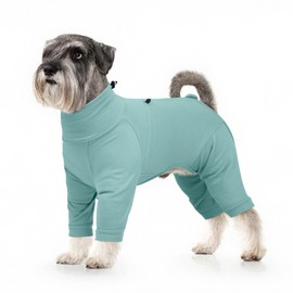 LeleTail Dog Pajamas Medium Size Dog with Zipper, Adjustable Neck & Belly Pet Onesie Outfit, Soft Comfy Dogs Pjs Costume Shirt, Pet Jammies Clothes for Cocker Spaniel, French Bulldog, Green M