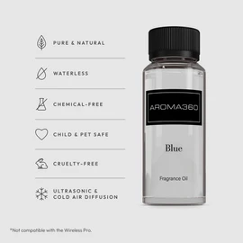 Aroma360 | Blue Diffuser Oil Blend | Luxury Essential Aromatherapy Reed Diffuser | Blue Cedar, Lavender and Eucalyptus | 4.1 fl oz 120mL