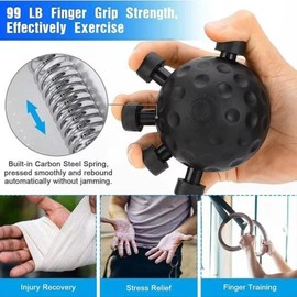 손가락 기 인체공학적 핸드볼 그립 운동기구 미끄럼 방지 음악가, 등반가용 [02 black] Finger Grip Ergonomic Handball Grip Exerciser Non-Slip for Musicians and Climbers [02 black]