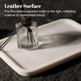 Koville Marble Vanity Tray, 12"x8" Marble Organizer Tray for Countertop Bathroom Kitchen Dresser, Rectangular Decorative Jewelry Dish for Cosmetics Perfume Trinket(White)