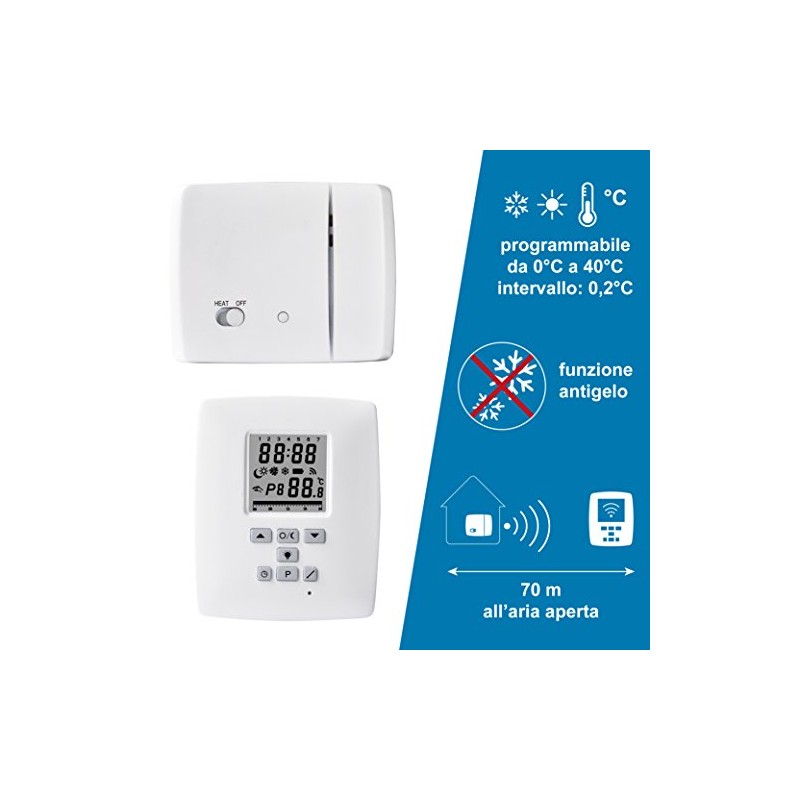 Electraline 59218 – Wireless Digital Thermostat with RF 868 MHz,
