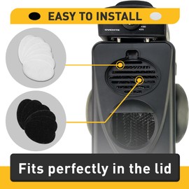 6 Packs Charcoal and Oil Vapor Replacement Filter, Compatible with OVENTE 2 Liter Electric Deep Fryer, White and Black 12 Pcs in Total