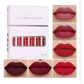 Set De 6 Labiales Lápiz Color Rosa Mate Labial Tornasol