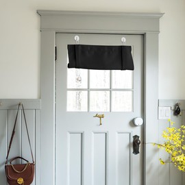 NICETOWN Black Blackout Door Curtains for Classroom Privacy, Small Window Curtains for Bathroom, Energy Saving French Door Shade for Home Office Living Room Kitchen, 24W x 18L Inch, 1 Panel