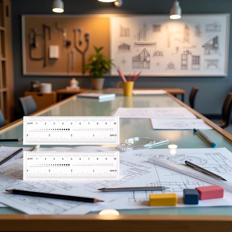 2Pcs Foldable Ruler, White Film Flexible Ruler 4 Inch 0.1mm