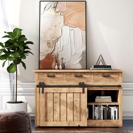 BINOTE 5FT Bypass Mini Barn Door Hardware Kit, Double Super Mini Sliding Barn Door Roller Set, Apply for Storage Window TV Stand Closet(No Cabinet)